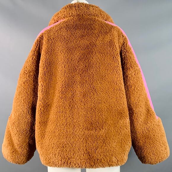 OOF WEAR Size S Brown Lavender Polyester Faux Fur Zip Up Jacket - Picture 3 of 7